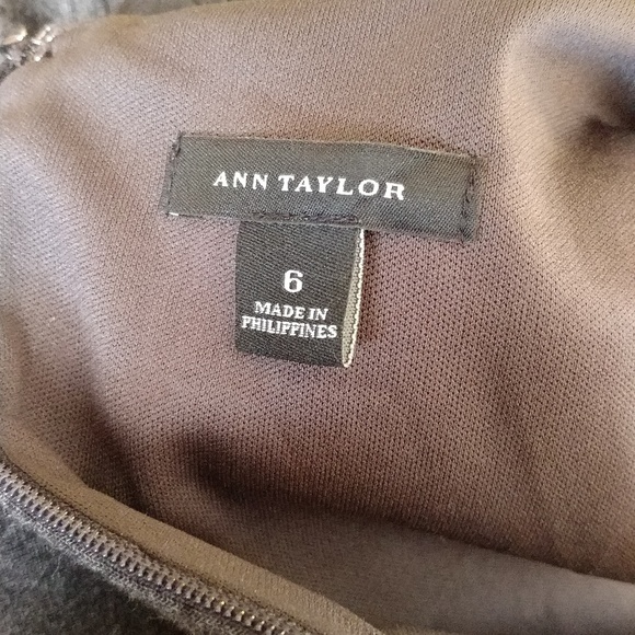 Ann Taylor Grey Sleeve Belted Scoop Neck Dress, 6 - Picture 7 of 7